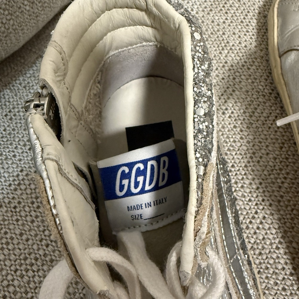 Golden Goose Slide with Laminated Leather Upper and Silver Glitter Size 36 - Picture 10 of 14